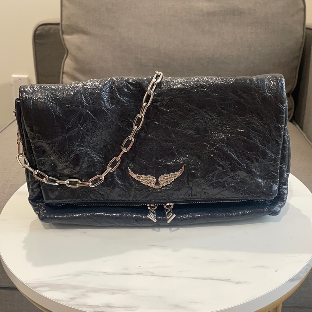 Zadig & Voltaire Navy Blue Patent Leather Bag